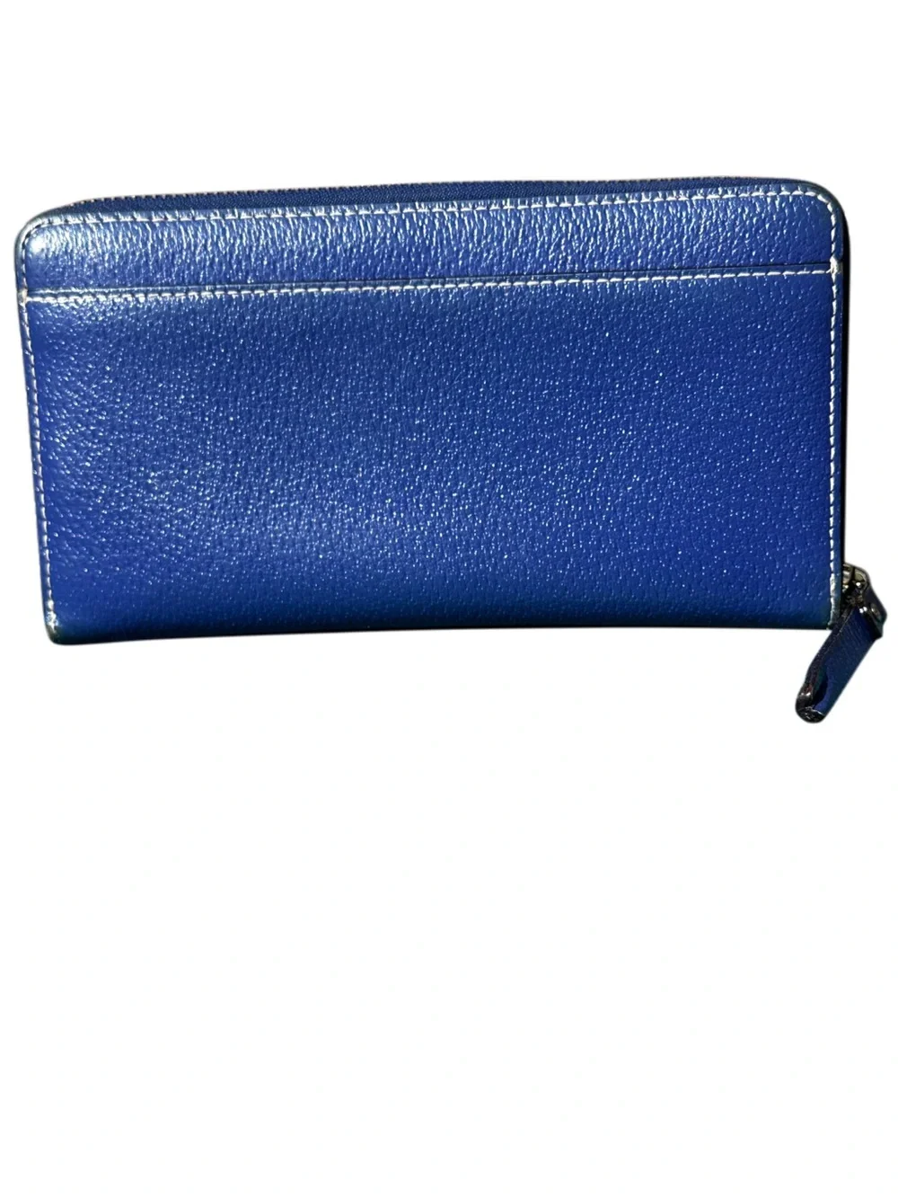 KATE SPADE Pebbled Leather Zip Around Wallet Blue Still Good For Some More Fun